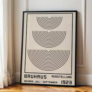 Minimalist Wall Art, Bauhaus Black and White Poster, Exhibition Print, Vintage Printable, Retro Abstract Artwork, Mid Century Modern Decor