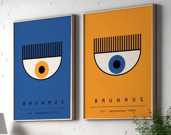 Bauhaus Evil Eye Bundle, Evil Eye Prints, Vintage Exhibition Wall Art, Mid Century Modern Prints, Abstract Geometric Printables Set, Digital
