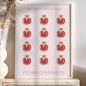 Pomegranate Wall Art, Minimalist Fruit Collection Poster, Modern Kitchen Decor, Food-Themed Digital Download, Pomegranate Illustration Print