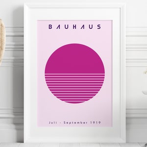 Bauhaus Rosa Kreis Poster Digitaler Download, minimalistische geometrische Wandkunst, Retro Bauhaus-Stil, Mid Century Moderner abstrakter Druck, 1919 Kunst