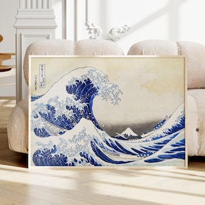 Vintage Japanese Poster, Japan Wall Art, Hokusai Poster, Ukiyo-e Printable, The Great Wave off Kanagawa Print, Katsushika Hokusai Print