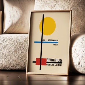 Classic Bauhaus Poster, Bauhaus Exhibition Print, Retro Primary Colors Art, Minimalism Wall Art,  Mid Century Modern, Abstract Geometric