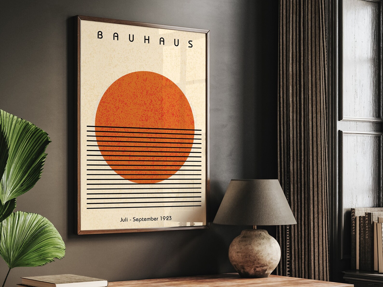 Bauhaus Exhibition Orange Circle Print, Modern Abstract Geometric Wall ...
