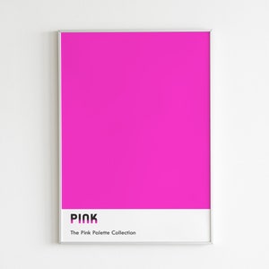Pink magenta palette colors set of 6. Dorm room decor. Color block print set of 6, Pink hues minimalist wall decor. Pink gallery wall set image 3