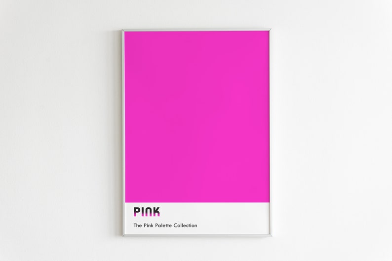 Pink magenta palette colors set of 6. Dorm room decor. Color block print set of 6, Pink hues minimalist wall decor. Pink gallery wall set image 3