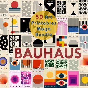 50 Bauhaus MEGA BUNDLE Gallery Wall Set, Bauhaus Poster Prints, Bauhaus Exhibition Printables, Mid Century Wall Art, Vintage Home Decor