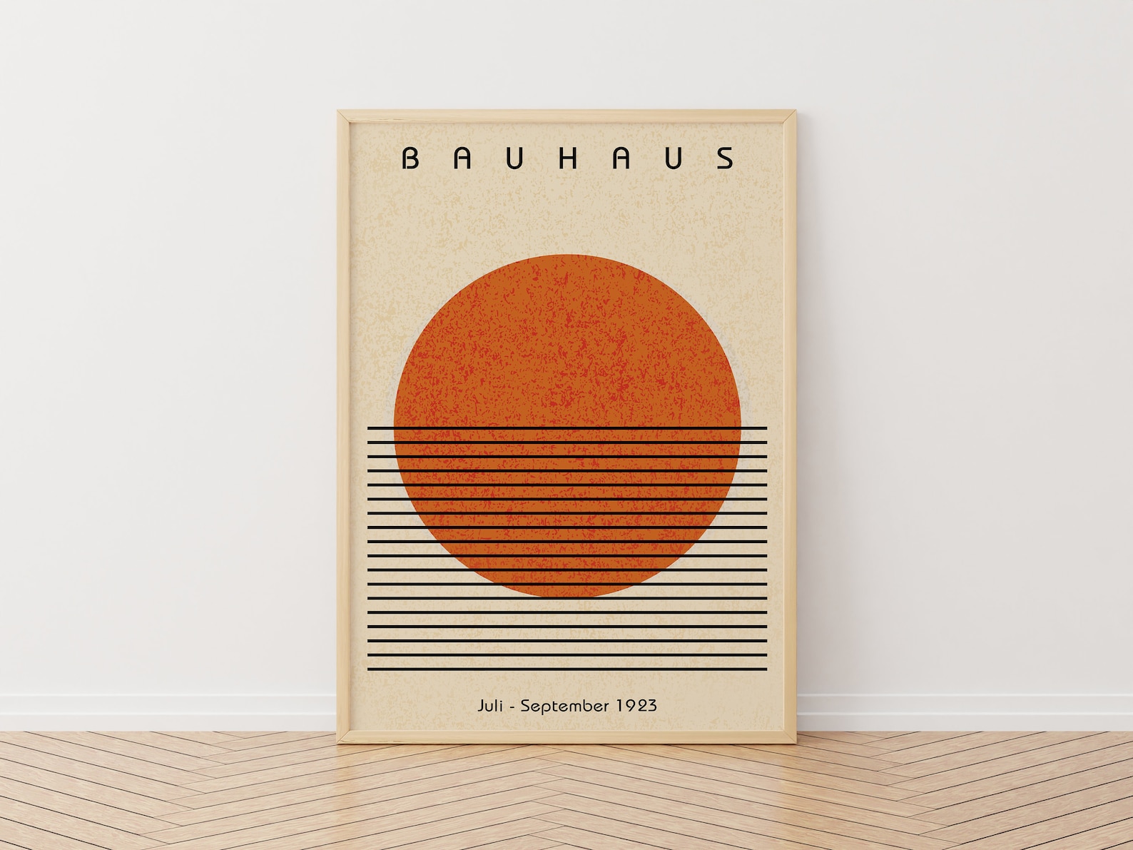 Bauhaus Exhibition Orange Circle Print, Modern Abstract Geometric Wall ...