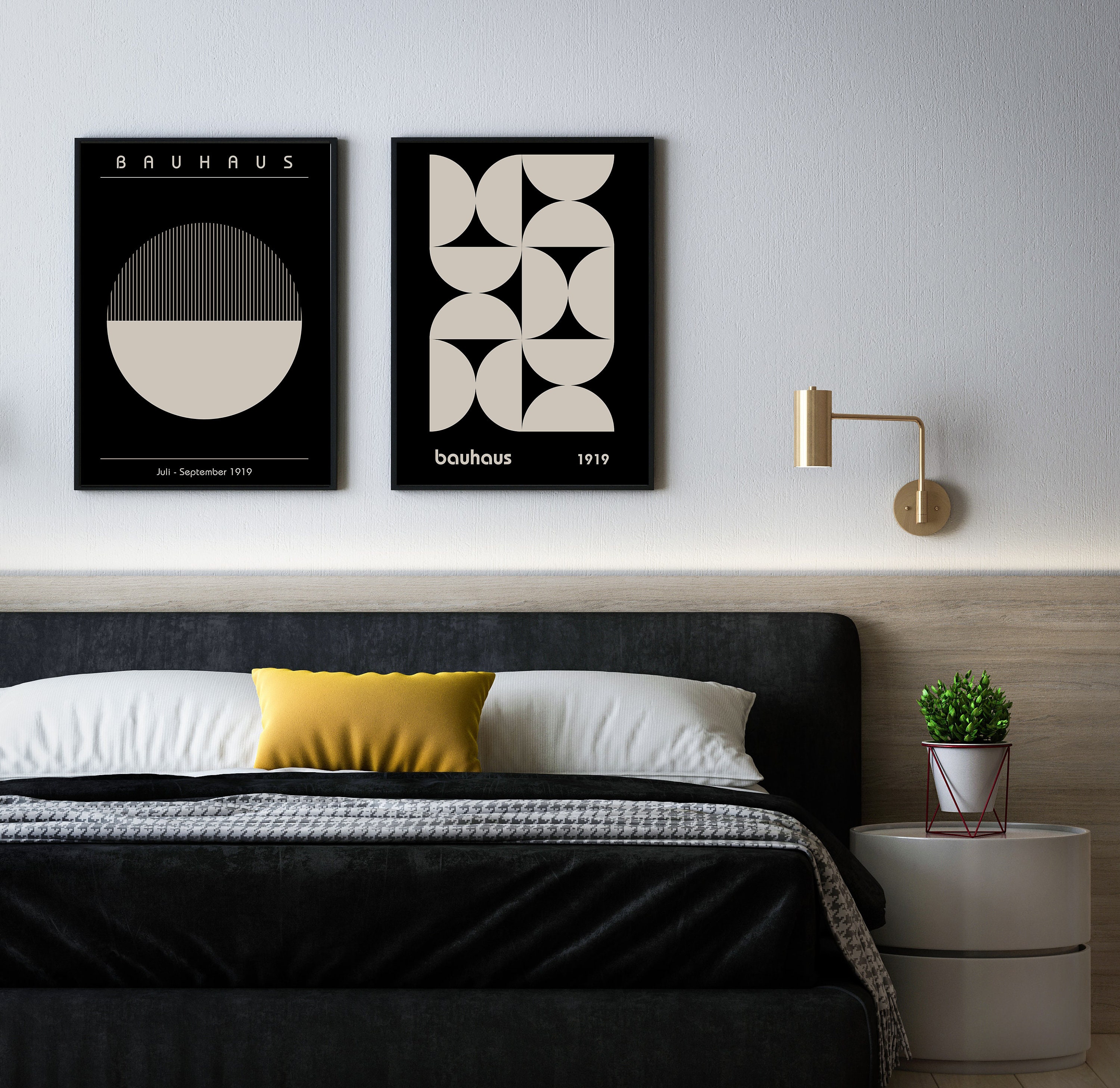 Bauhaus Vintage Wall Art Set of 2, Retro Exhibition Poster, Mid Century ...