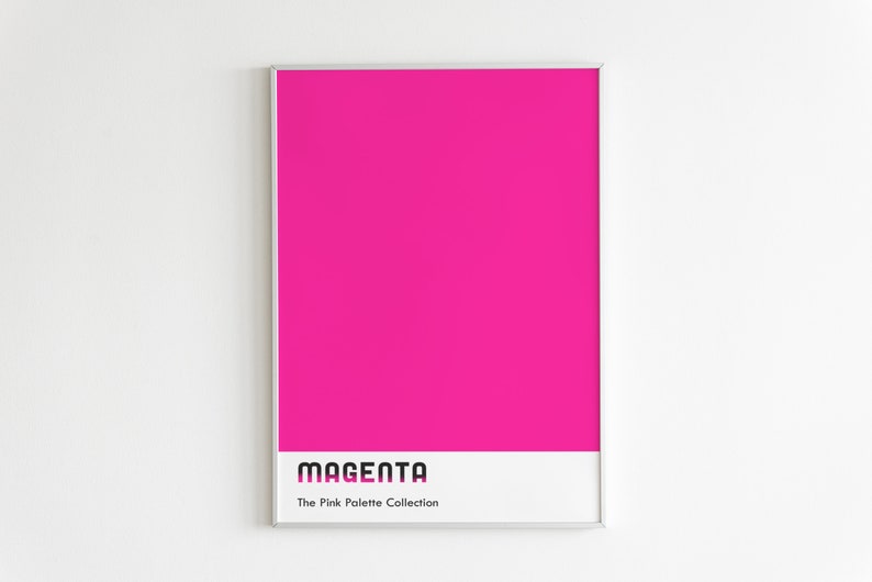 Pink magenta palette colors set of 6. Dorm room decor. Color block print set of 6, Pink hues minimalist wall decor. Pink gallery wall set image 5