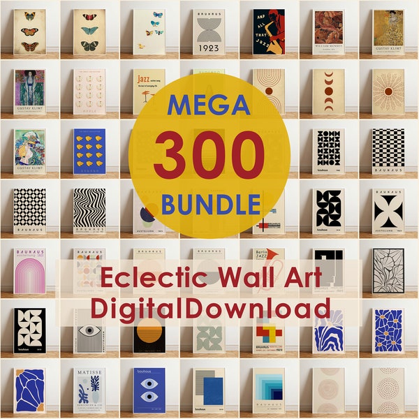 300 Eclectic MEGA BUNDLE Gallery Wall Set, Jazz Festival Posters, Bauhaus Printables, Matisse Prints, Boho Wall Art, Collage, Exhibition Art