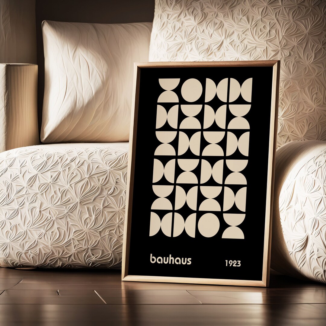 Black Bauhaus Print, Modern Black & White Print, Circular Shapes ...
