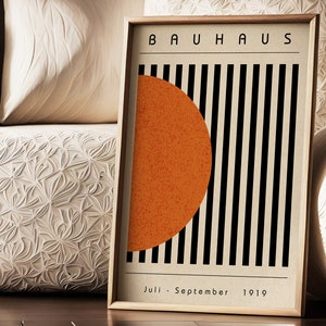 Impression abstraite Bauhaus, affiche géométrique de l'exposition, impression orange vintage, impression moderne Mid-Century, art mural formes géométriques, téléchargement