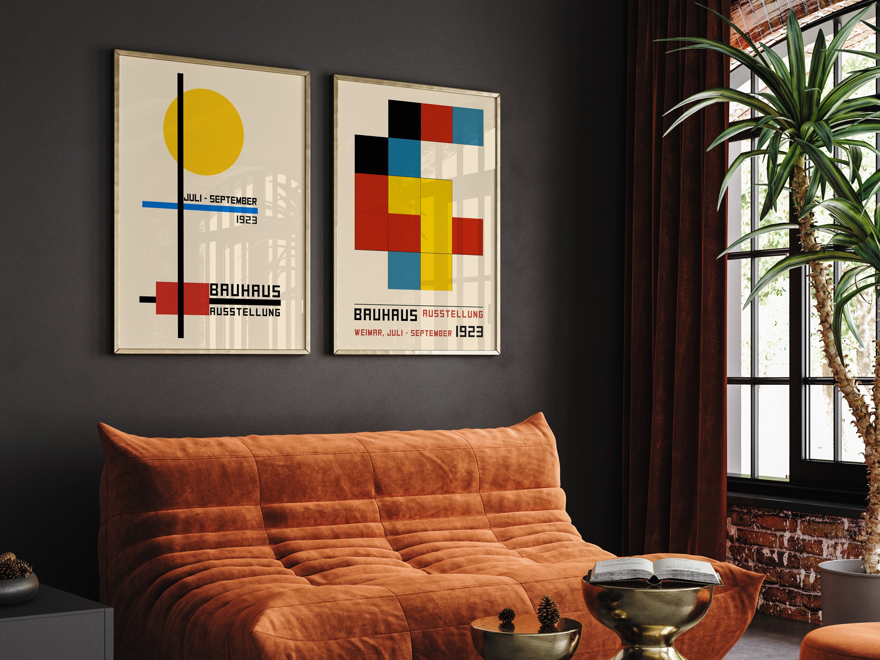 Bauhaus Set of 2 Exhibition Posters, Mid Century Modern Wall Art ...