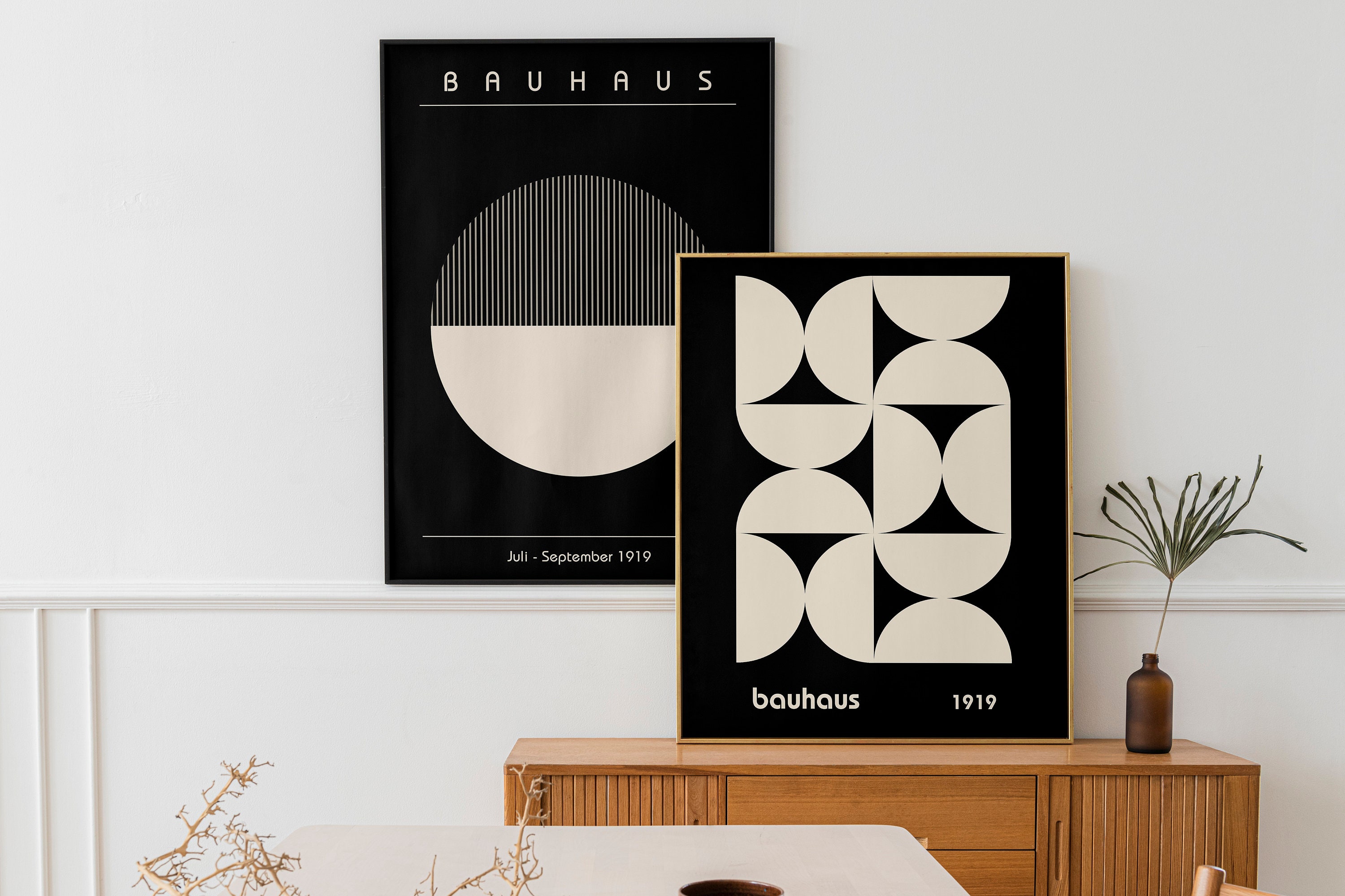 Bauhaus Vintage Wall Art Set of 2, Retro Exhibition Poster, Mid Century ...