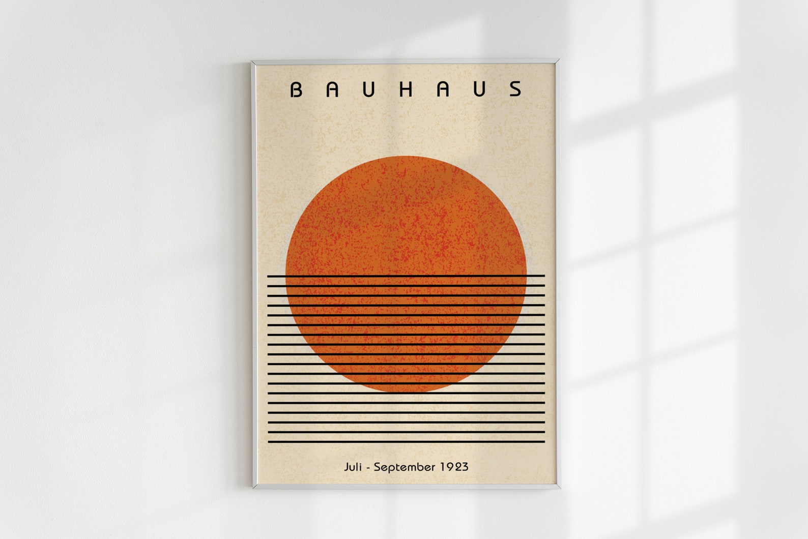 Bauhaus Exhibition Orange Circle Print, Modern Abstract Geometric Wall ...