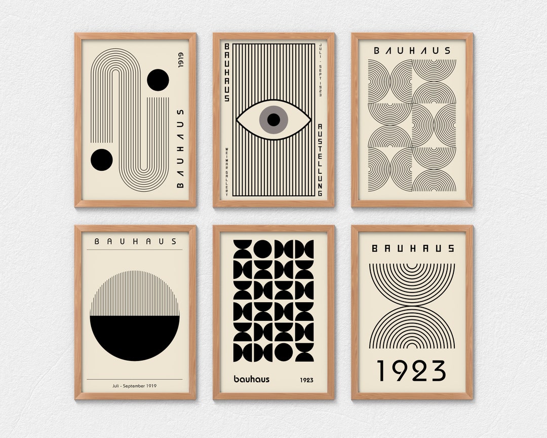 Set of 6 Bauhaus Posters, Minimalist Bauhaus Art Prints, Retro Modern ...