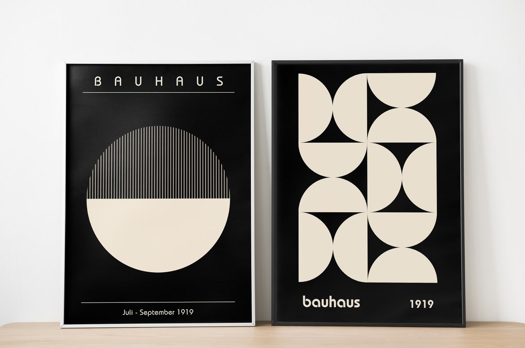 Bauhaus Vintage Wall Art Set of 2, Retro Exhibition Poster, Mid Century ...