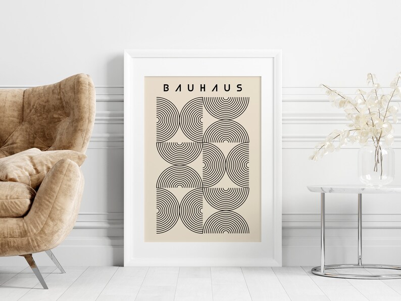Bauhaus Geometric Circles Art Print | Modern Minimalist Wall Decor ...