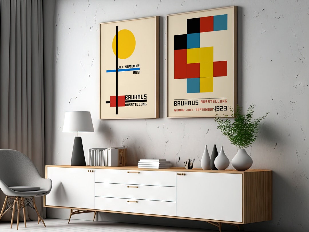 Bauhaus Set of 2 Exhibition Posters, Mid Century Modern Wall Art ...