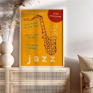 jazz festival poster, vintage music fest print, contemporary colorful wall art, jazz wall art, digital download printable, diy framing, retro music wall art, cool poster art, jazz typography, #creativoprintables #digitaldownload #jazzfestival