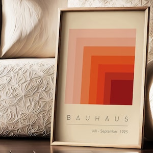Orange Bauhaus Print, Mid Century Modern Wall Art, Abstract Geometric Poster, Squares Printable, Vintage Wall Art, Museum Exhibition Art