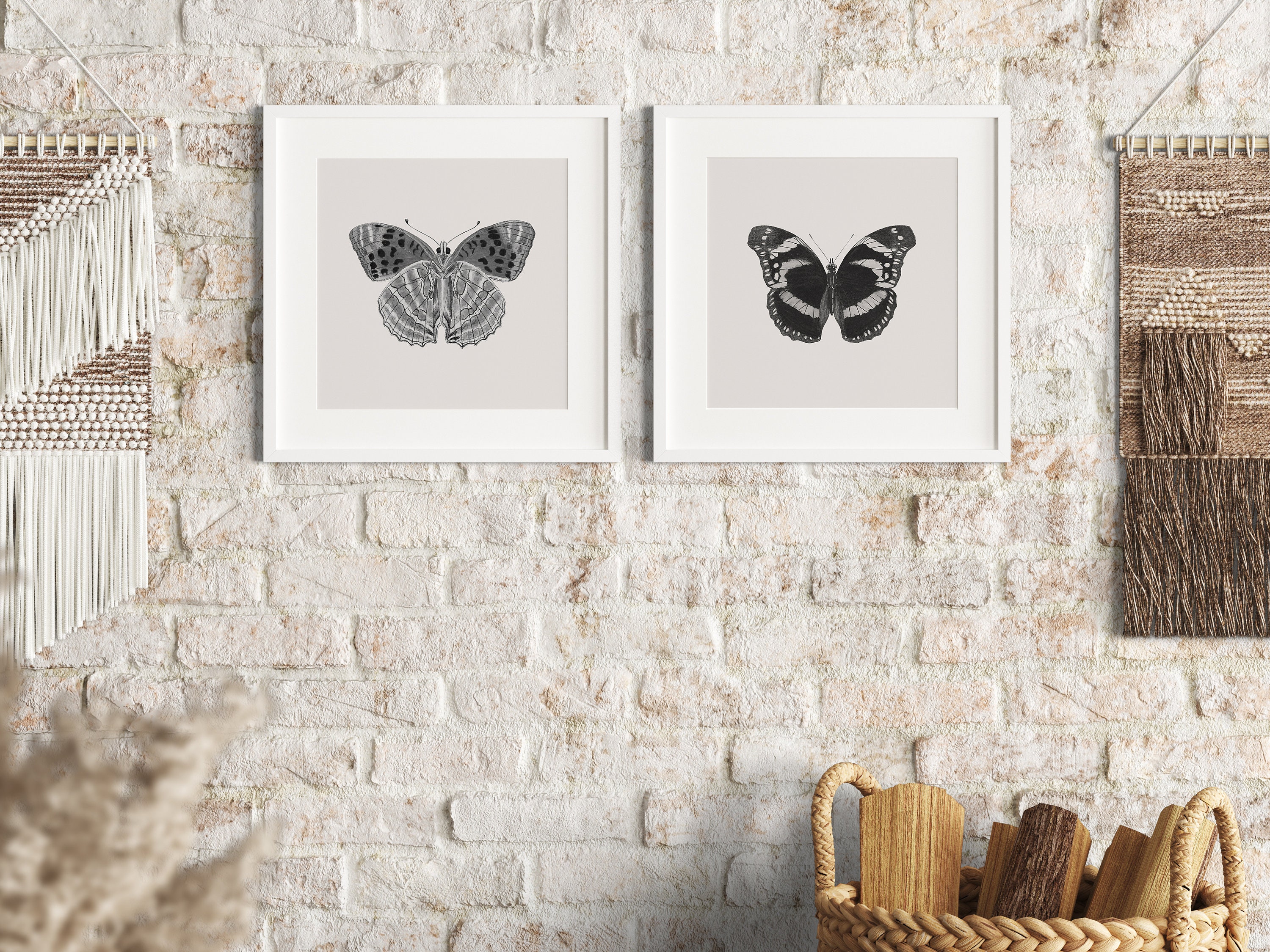 Butterfly Poster Bundle, Vintage Butterflies Prints, Retro Black ...