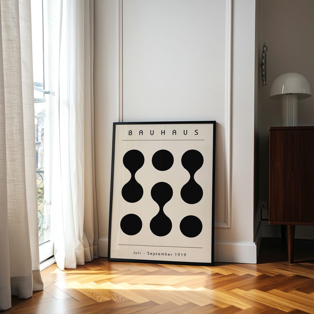 Circular Bauhaus Printable, Bauhaus Black and White Print, Mid Century ...