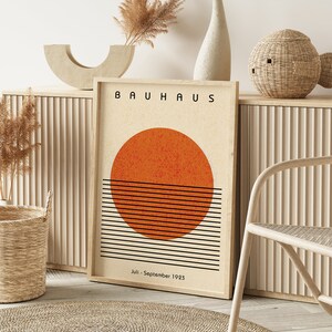 Bauhaus Exhibition Orange Circle Print, Modern Abstract Geometric Wall ...
