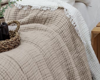 King Size Muslin Comforter: Thick Organic Cotton Quilt, OEKO-TEX Certified