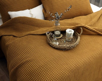 Couvre-lit en coton gaufré, couvre-lit queen-size ou king-size, jeté de lit moelleux