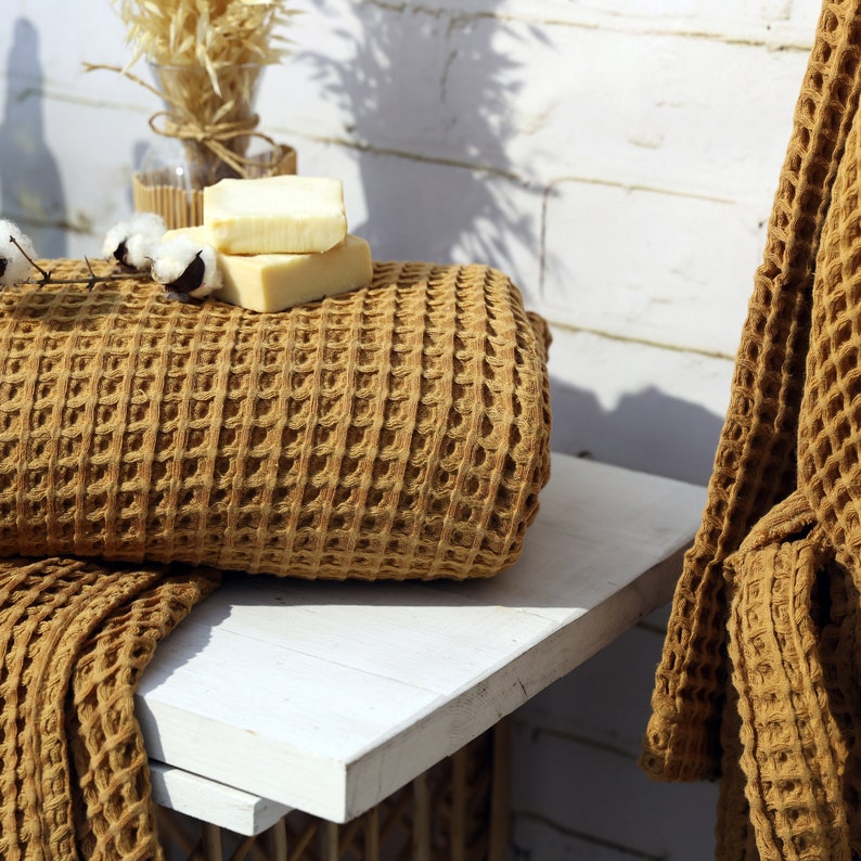 Serviette turque gaufrée, serviette de toilette ou de bain de luxe, cadeau de pendaison de crémaillère unique image 4