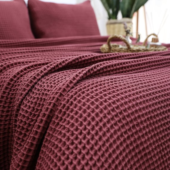 Waffle cotton blanket queen hotsell