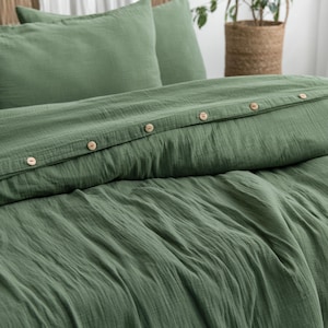 Boho Muslin Duvet Cover, Luxury Gauze Bed Linen Set, King Size Linen Comforter Cover, Quilt Cover