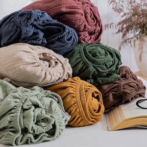 Lenzuolo con angoli elasticizzati in garza di cotone biologico, lenzuolo in mussola, misura king, full, twin