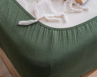 Breathable Muslin Fitted ,  Organic Bed Sheet,  100% Turkish Cotton Gauze Bedding