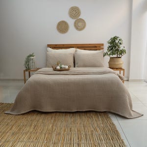 Sage Green Waffle Blanket: Organic Turkish Cotton Bed Cover image 15