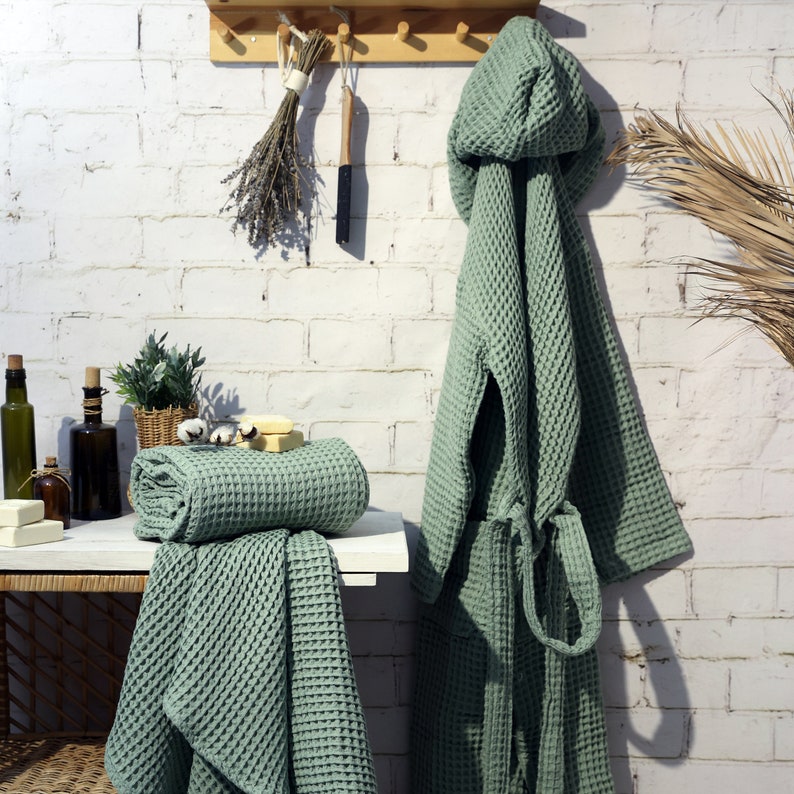 Waffle Turkish Towel, Luxury Hand or Bath Towel, Unique Housewarming Gift Sage Green