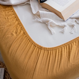 Coupe ajustée en coton turc froissé, drap de lit en seersucker, lit double extensible en gaze king size