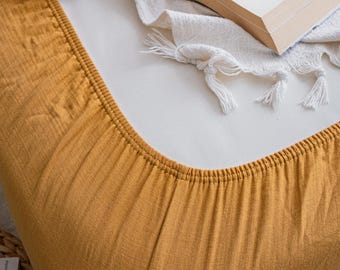 Crinkle Turkish Cotton Fitted ,  Seersucker Bed Sheet, Gauze King Full Twin Size Stretch Fitted
