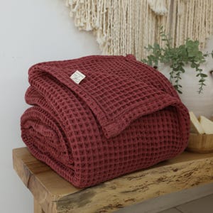 Organic Turkish Cotton Waffle Blanket: Boho Bed Cover