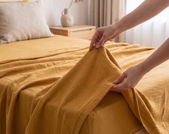 Gauze Breathable Flat Sheet, Cozy Bedspread, Cotton Top Sheet, Summer Bedding