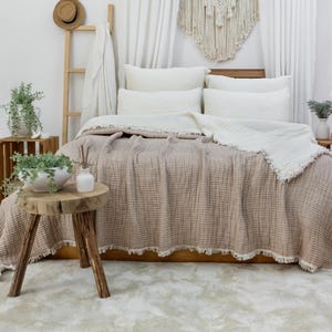 King Size Muslin Comforter: Thick Organic Cotton Quilt, OEKO-TEX Certified