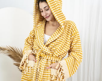 Turkish Cotton Fluffy Bathrobe, Cozy Robe, Morning Bathrobe, Dressing Gown, Christmas Gifts