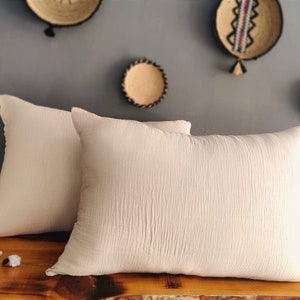 Muslin Pillowcase, Boho Cotton Pillow Cover, Musling Bedding, Standard Pillowcase