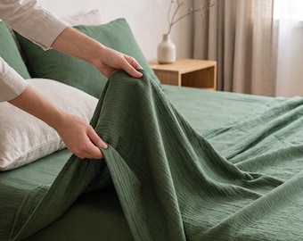 Cotton Muslin Flat Sheet, Thin Bedspread, Gauze Top Sheet, Lightweight Summer Bedding