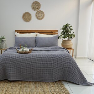 Sage Green Waffle Blanket: Organic Turkish Cotton Bed Cover image 13
