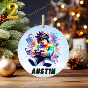 Roblox boy character personalized Christmas gift Ornament