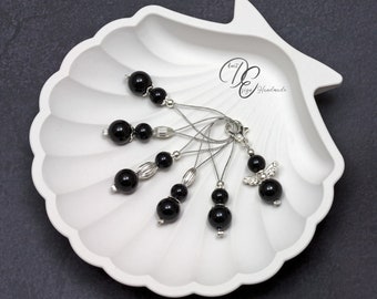 Stitch marker 6-piece RVO set OBSIDIAN black 'Olive'