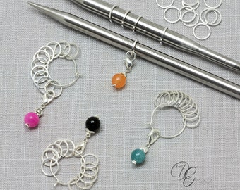 11-piece stitch marker set with storage ring - in 12 colors and 3 variants
