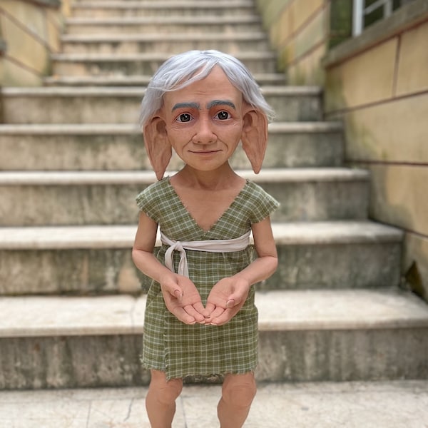 House elf author handmade doll. MADE to ORDER. Life-size living OOAK unique polymer clay gift